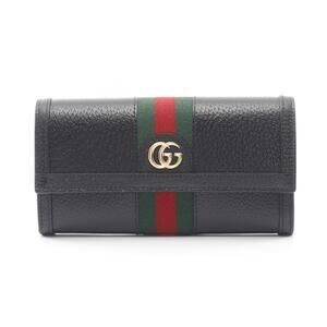 Gucci Ophidia Web Stripe Bi fold Long Wallet Leather Black